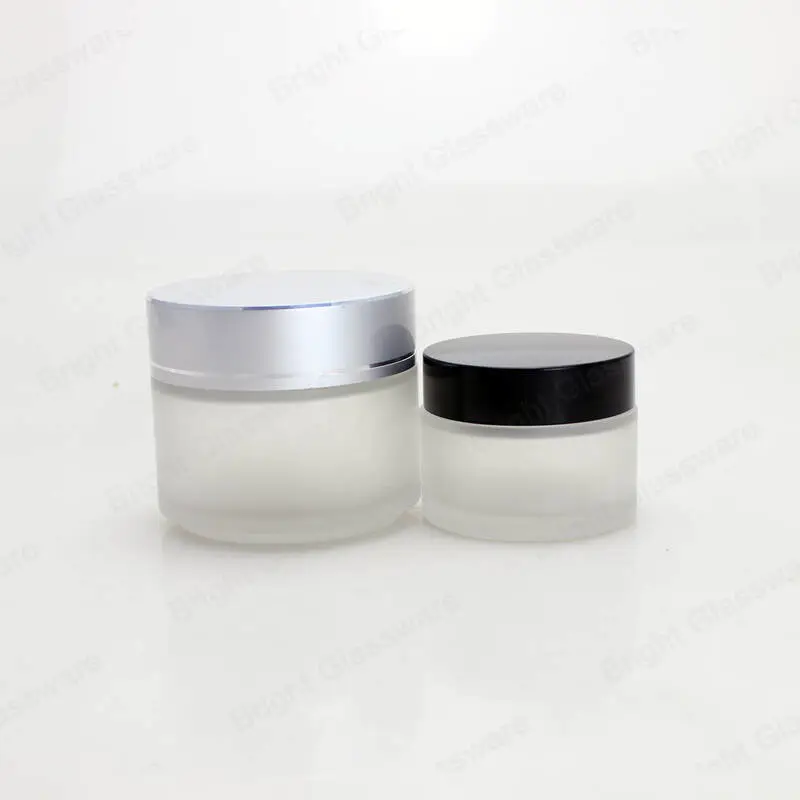 hot sale empty frosted glass cosmetic jar eye cream packaging with screw cap