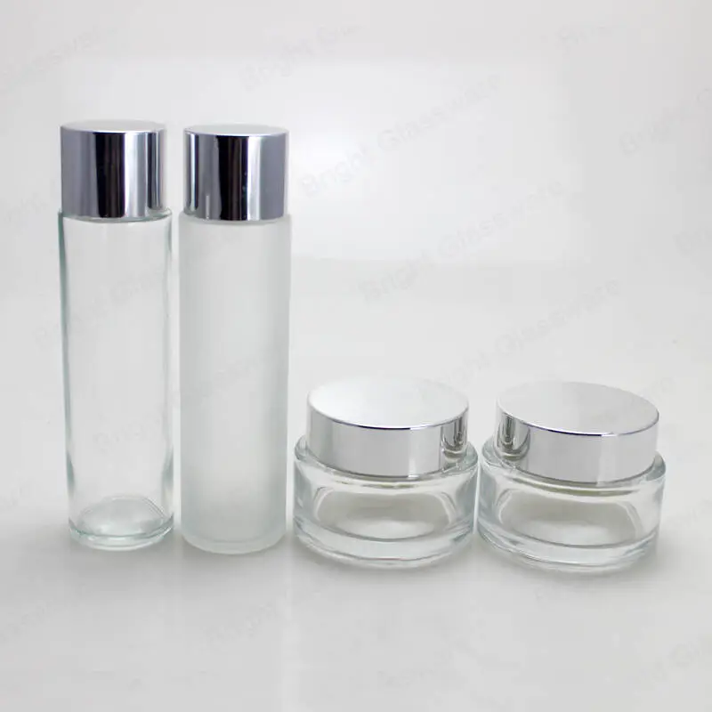 hot sale empty frosted glass cosmetic jar eye cream packaging with screw cap