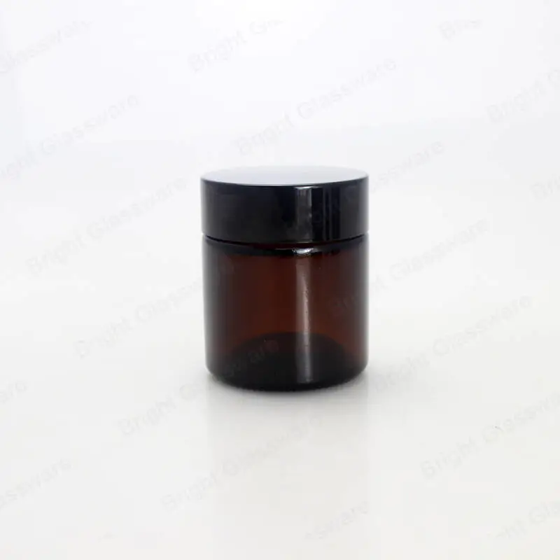 5ml 10ml 20ml 25ml 30ml 50ml 100ml empty glass cosmetic amber jars set cream jar with plastic lid wholesale