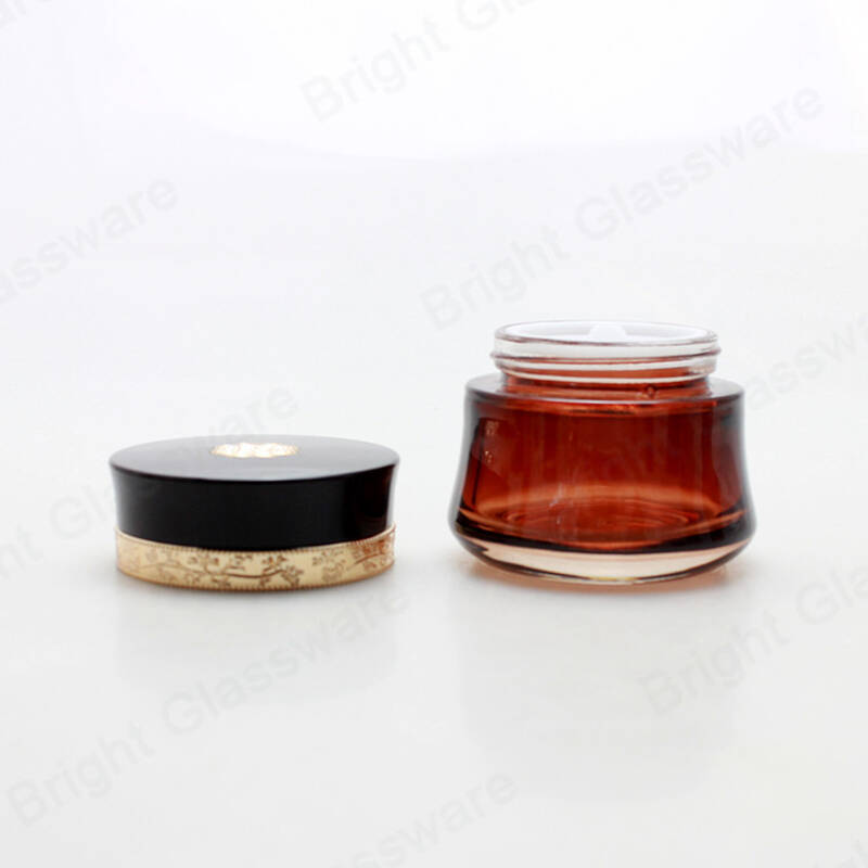 FDA certificated custom logo amber cream glass jar cosmetic jar for sale