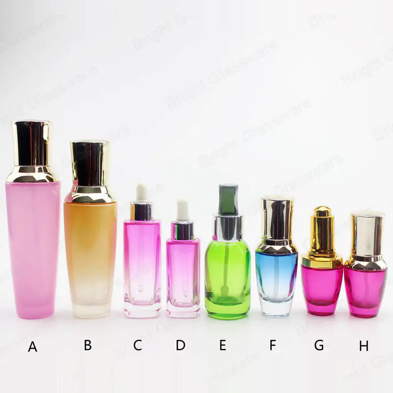 حجم مخصص وملونة زجاجات محلول الزجاج العناية بالبشرة مع مضخة / القطارة للزيت العطري