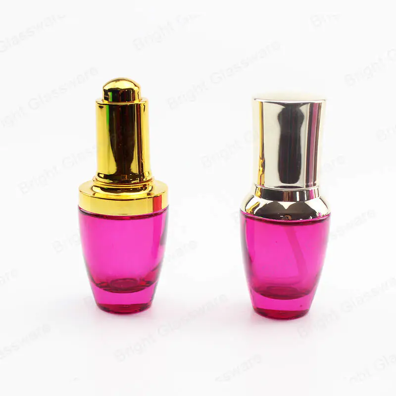 custom size and colorful skincare packaging glass lotion bottles with pump/dropper for essential oil 