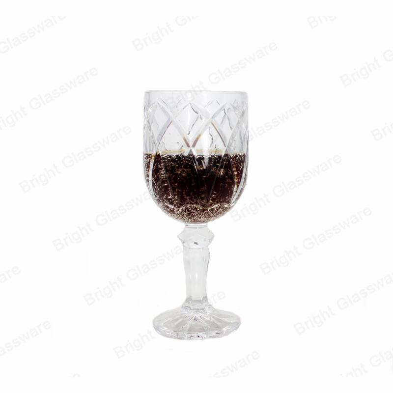 wholesale machine pressed novelty decorative vintage water and juice goblet embossed wine glasses