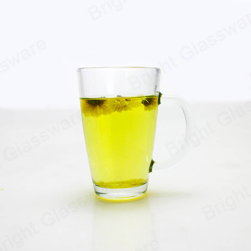 transparent single wall drinking reusable glass coffee milk mug glass tea cups with handle