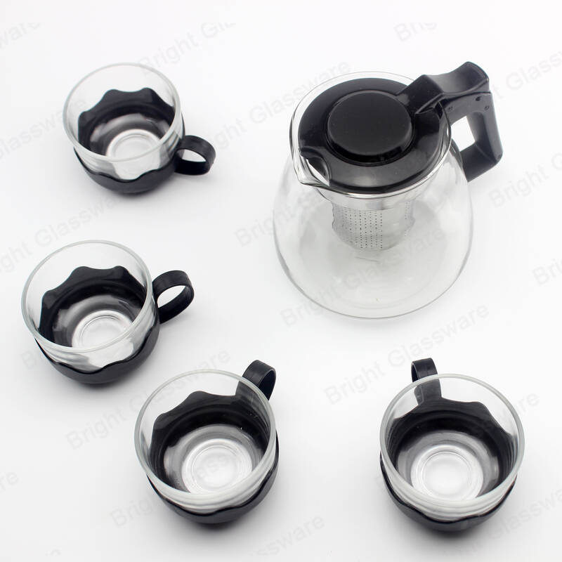 glass teapot and cup set with stainless steel infuser for houseware  