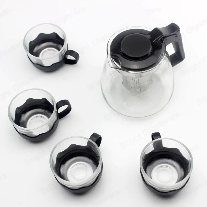 стеклянный чайник и набор чашек с инфузором из нержавеющей стали для посуды