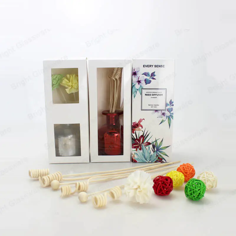 custom printed coated paper reed diffuser box with window gift packaging