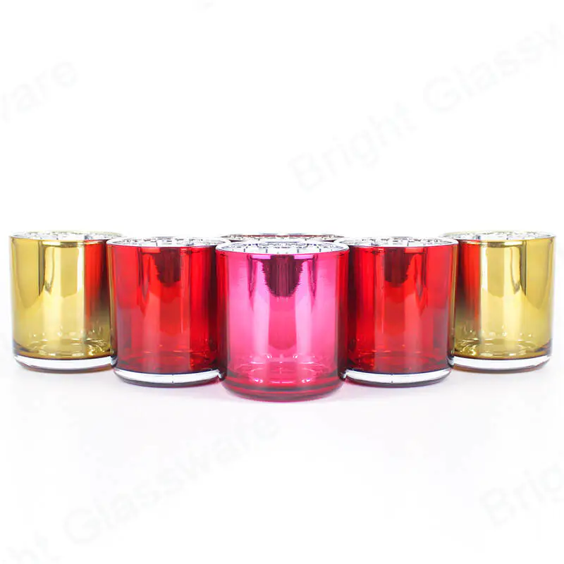 حاويات شموع زجاجية ملونة فاخرة مطلية لصنع الشموع