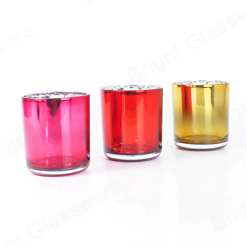 роскошные красочные стеклянные контейнеры для свечей с гальваническим покрытием для изготовления свечей