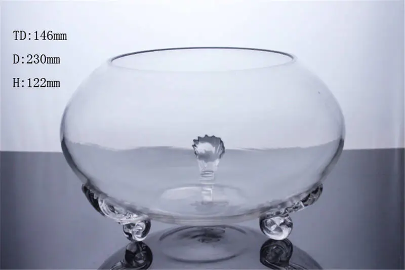 оптовая прозрачная шаровая ваза стеклянная рыба миска с ножками