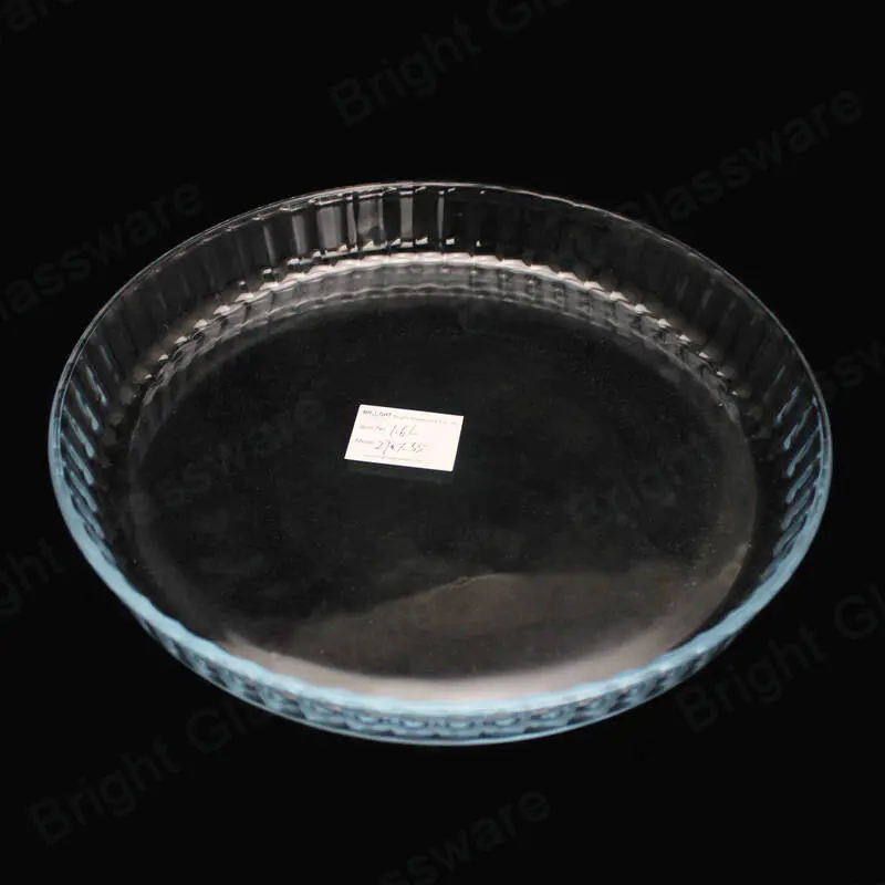 1.6L microwave oven safe high borosilicate glass bakeware set round glass baking dish