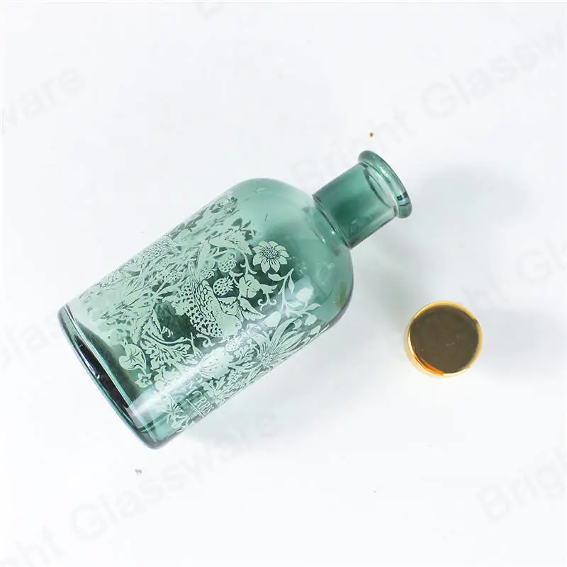 100ml贴花设计芳香疗法精油芦苇扩散罐带软木塞的玻璃瓶