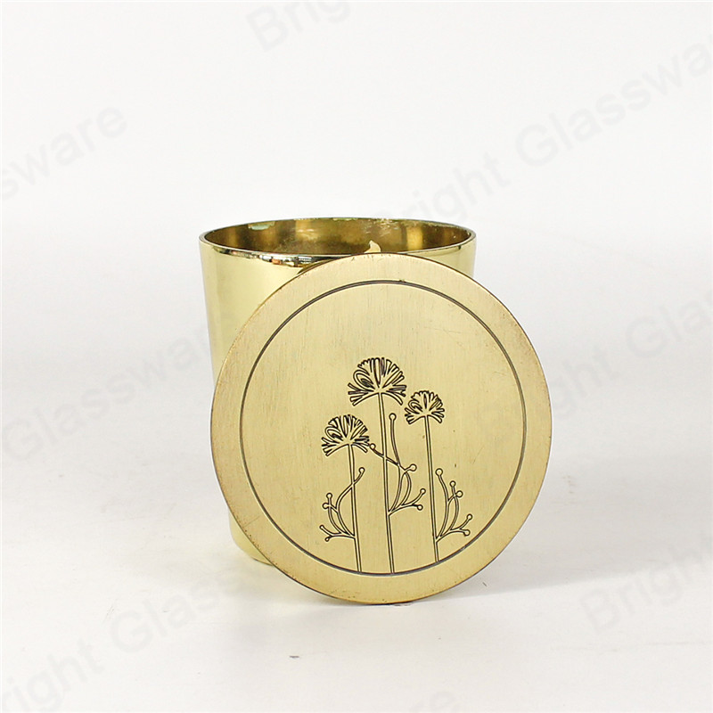 vintage flower pattern golden metal candle alloy lid zinc candle topper