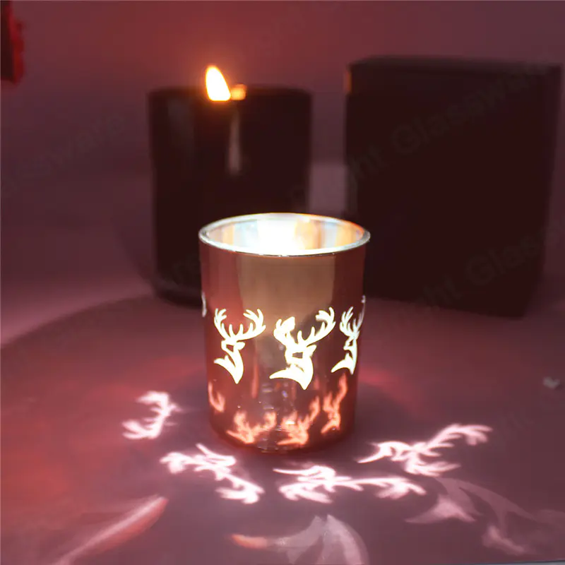 مخصص شمعة زجاجية حاوية شمعة عيد الميلاد السفن مع شعار الليزر