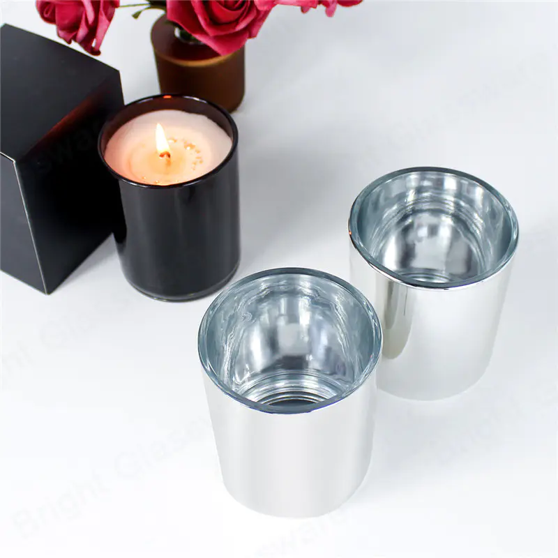 frascos de velas de plata brillante galvanizados al por mayor para la decoración del hogar