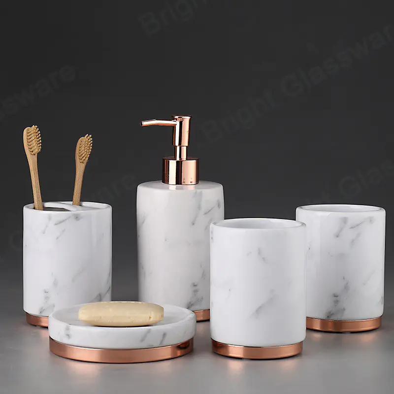 moderno lujo diseño hotel decoración del hogar 6-Pieces cerámica accesorios de baño conjunto
