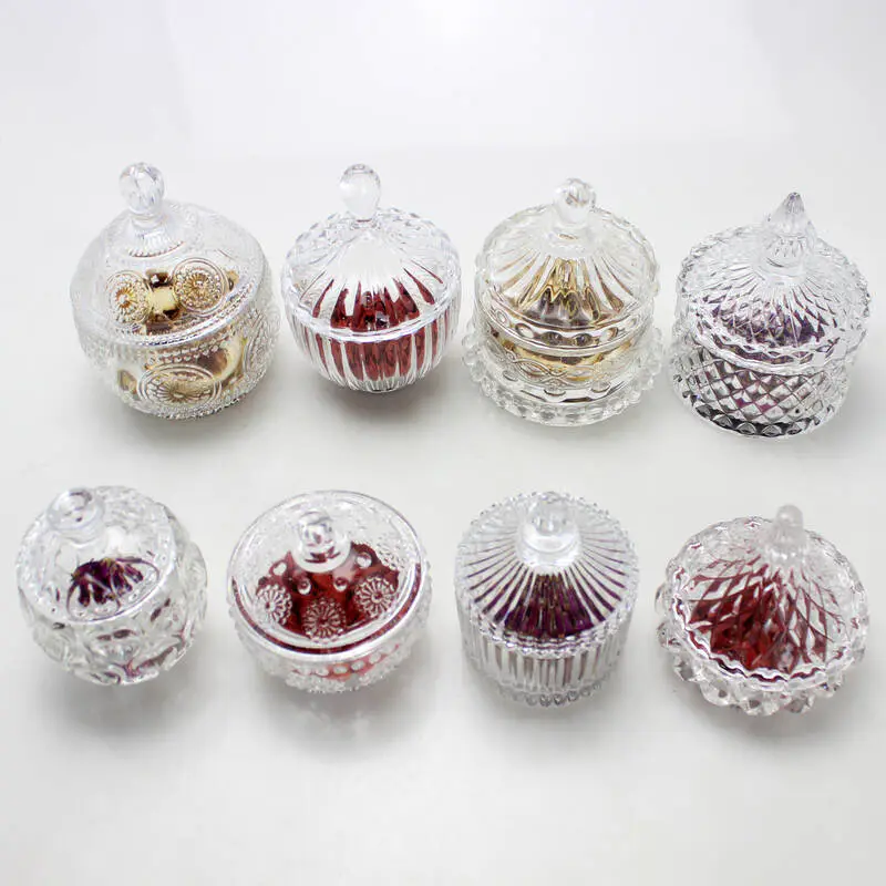 Mini pots de bonbons transparents set bol de bonbons en verre avec couvercle pour le décor de Noël