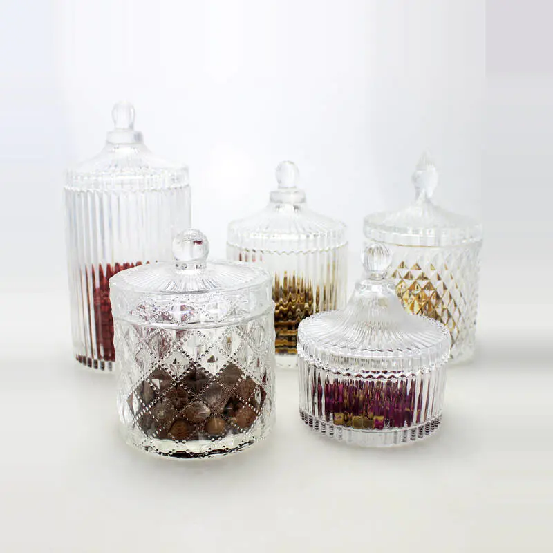 Mini pots de bonbons transparents set bol de bonbons en verre avec couvercle pour le décor de Noël