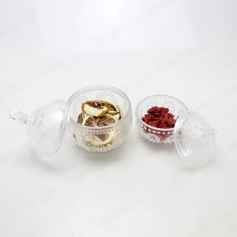 Маленькая кристально чистая закусочная упаковка стеклянная конфетная тарелка с крышкой для свадебного подарка