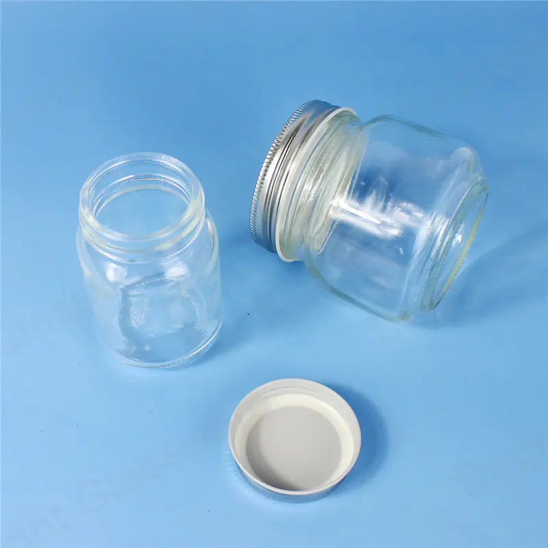 250ml 120ml透明广口玻璃罐头罐，带银盖，用于食品储存果酱果冻