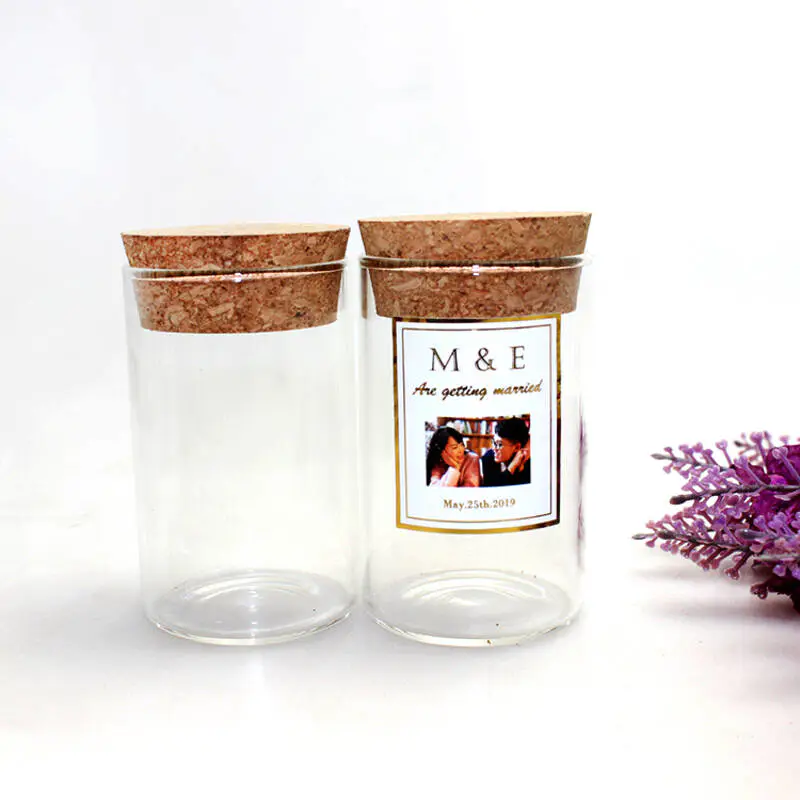 glass canister jar food storage borosilicate glass jar with cork lid wood stopper