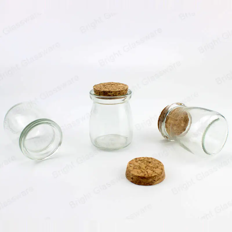 食品级酸奶储存容器 带软木塞盖的透明玻璃食品罐
