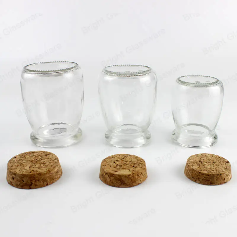 Recipientes de almacenamiento de yogur de grado alimenticio frascos de vidrio transparente para alimentos con tapas de corcho