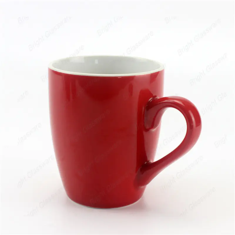 工場供給卸売コーヒーカップ赤セラミックマグカップハンドル付き