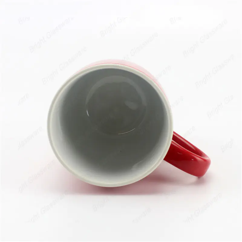 ハンドル付き工場供給卸売コーヒーカップ赤セラミックマグ