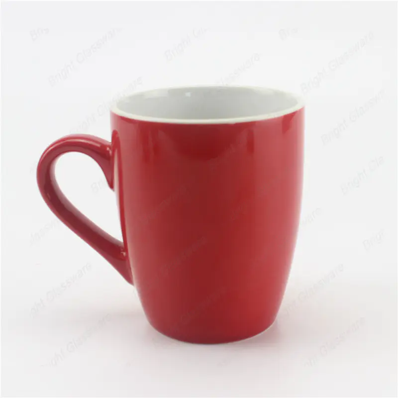 مصنع توريد الجملة فنجان القهوة السيراميك الأحمر القدح مع مقبض