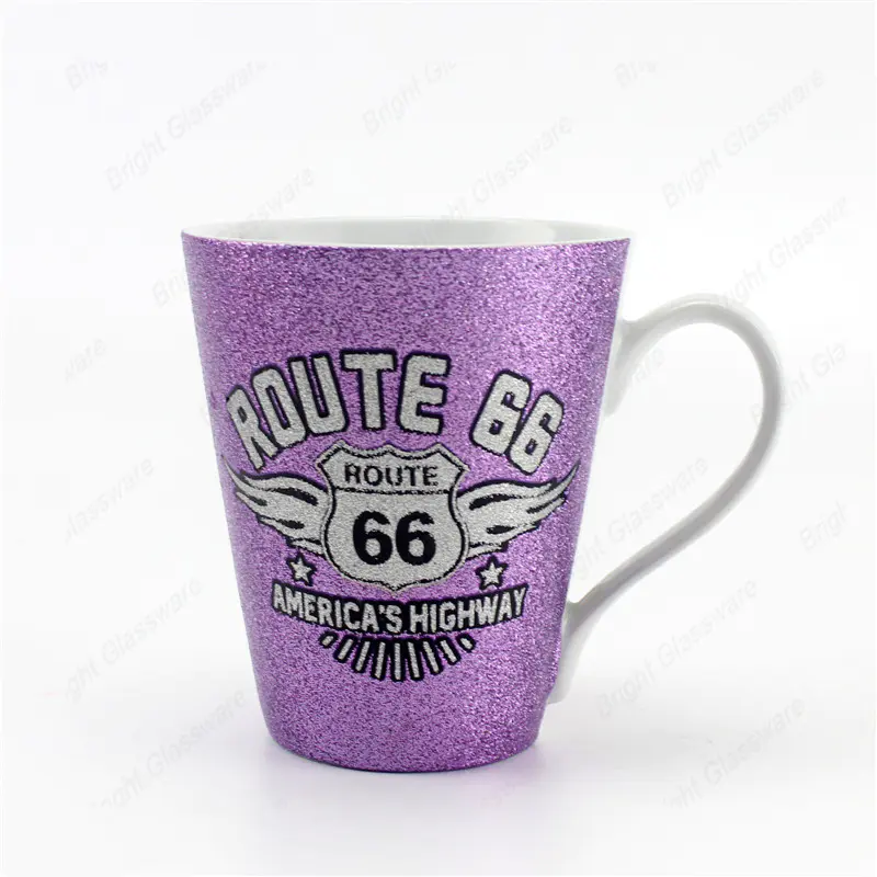 あなたのロゴを印刷して安い250ml紫のカフェコーヒーカップセラミックマグカップ