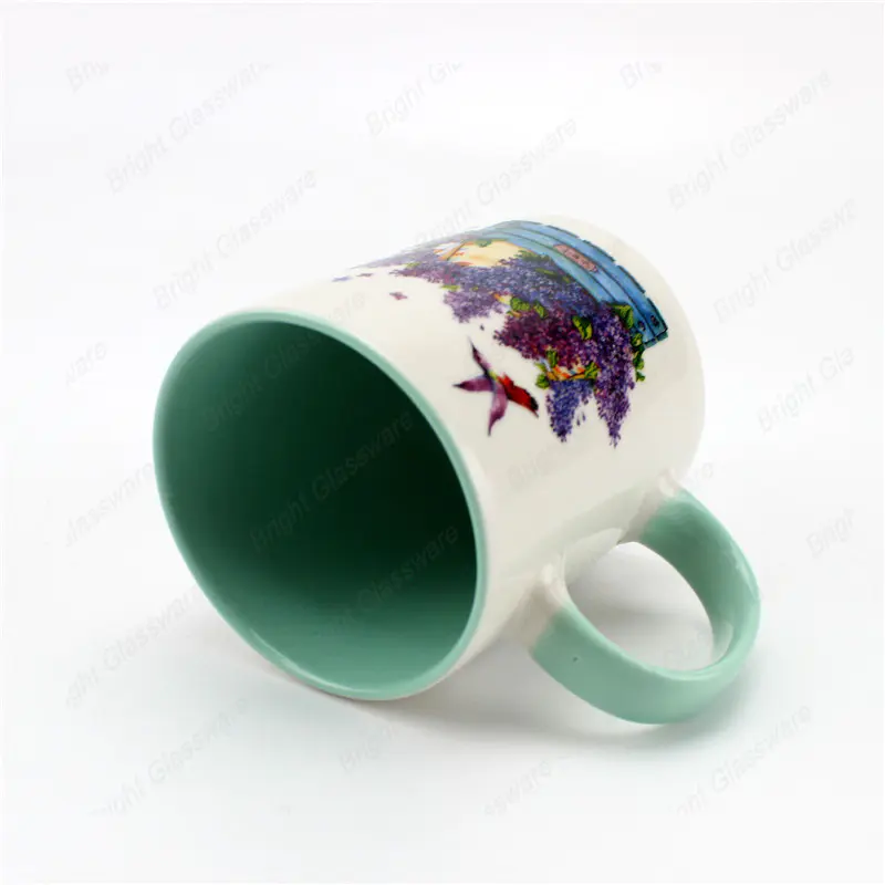 定制个性化釉面10OZ陶瓷咖啡杯，带印刷徽标