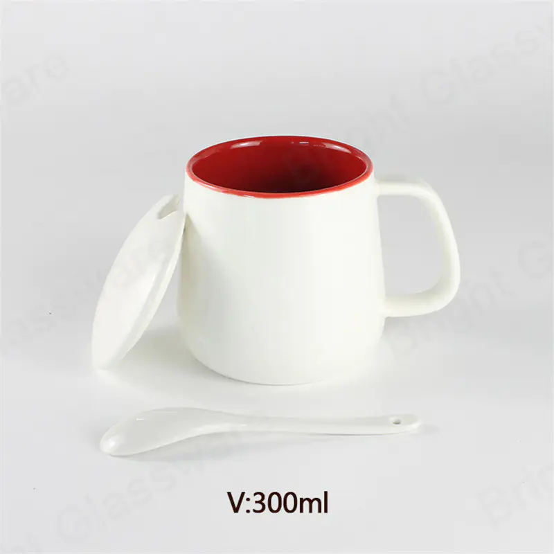 impression personnalisée couleur intérieure style moderne européen après-midi tasse à café en céramique tasse à café en céramique avec cuillère et couvercle