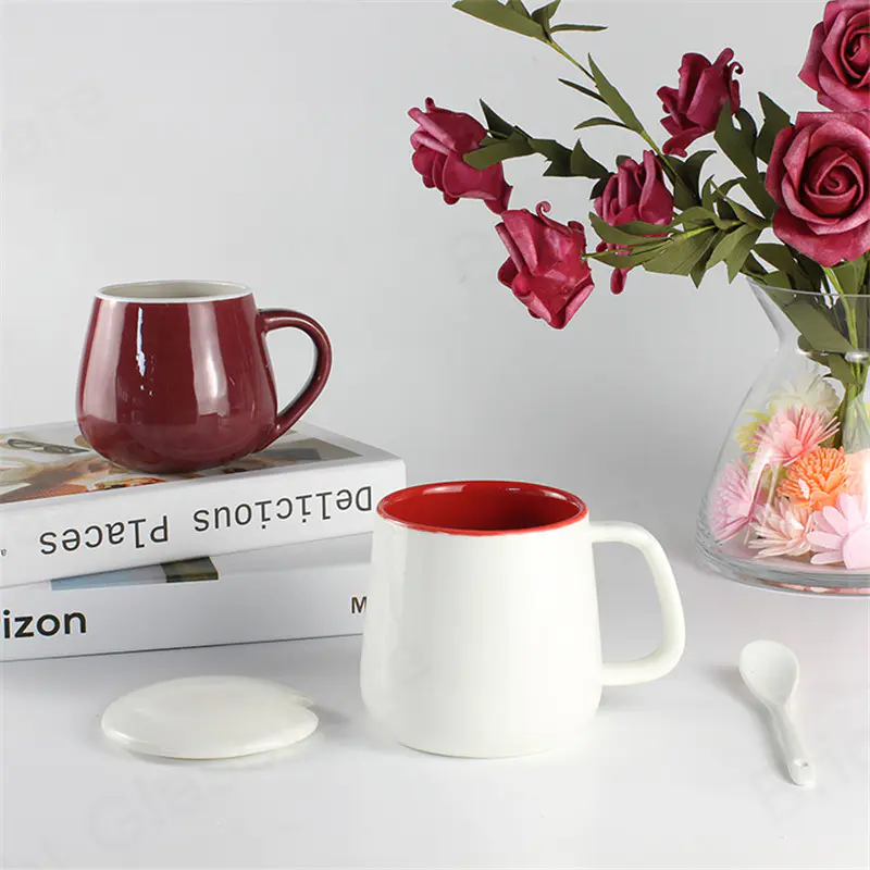 Изготовленная на заказ печать внутренний цвет современный европейский стиль послеобеденный чай сублимационная кружка керамические кофейные чашки с ложкой и крышкой