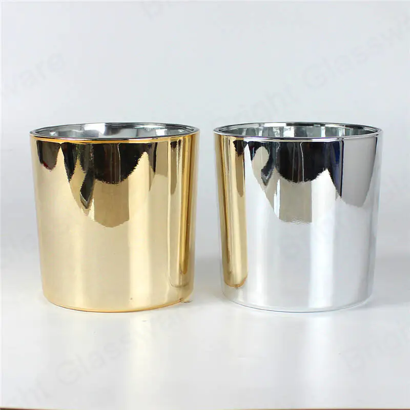 Оптовая продажа латунных золотых серебряных цилиндрических стеклянных сосудов для свечей для изготовления свечей