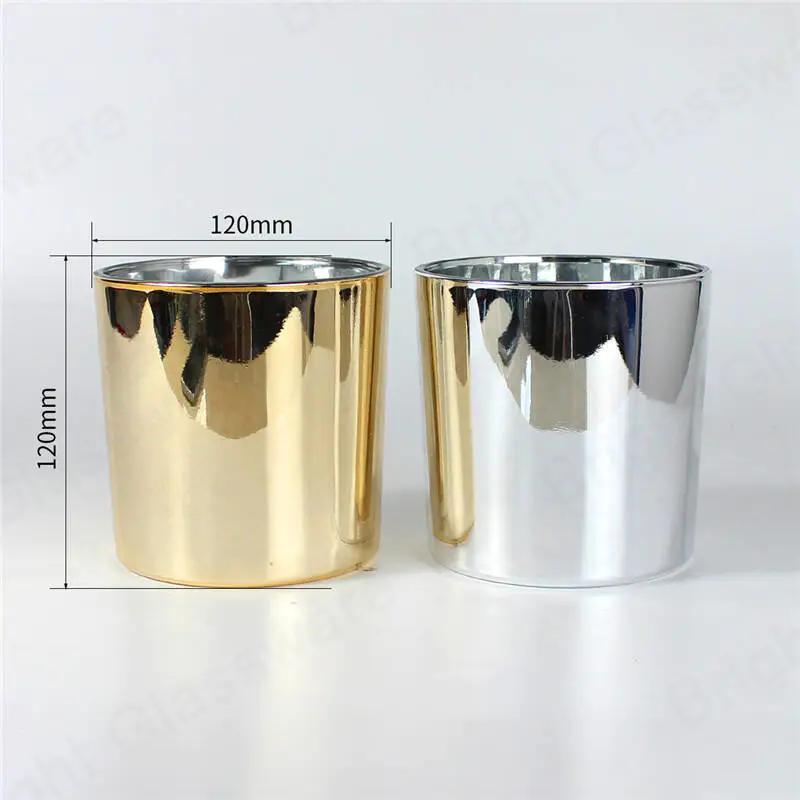 al por mayor latón oro plata cilindro vidrio velas recipientes para hacer velas