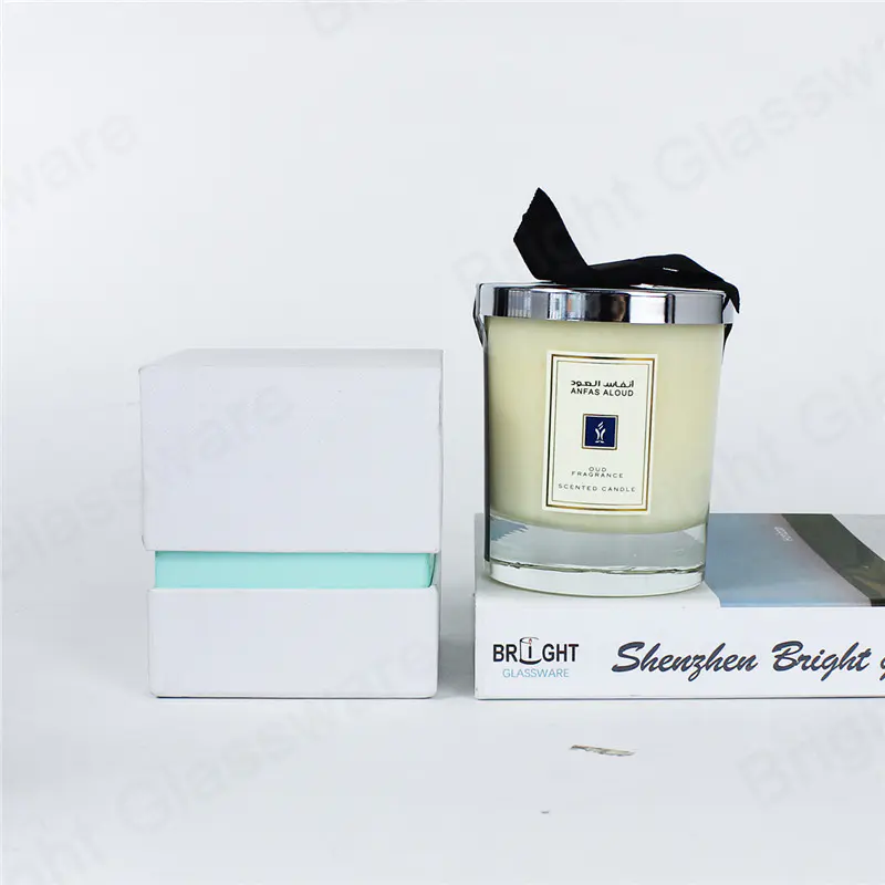 Decoración de cinta personalizada Etiqueta privada Candle Jar y Box Parafina Perfumado Perfume Vela Regalo Set