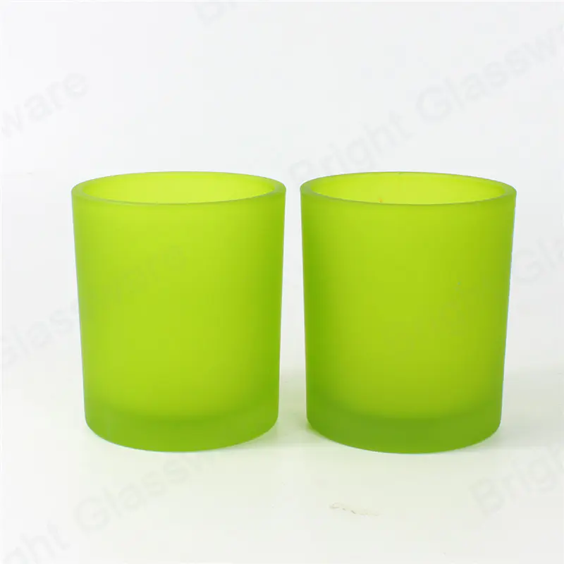 回收的10oz哑光磨砂绿色玻璃烛台玻璃罐