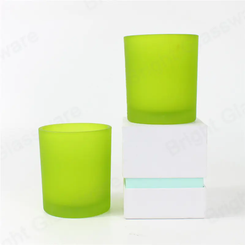 reciclado 10oz mate de vidrio verde esmerilado candelabro frasco de vidrio