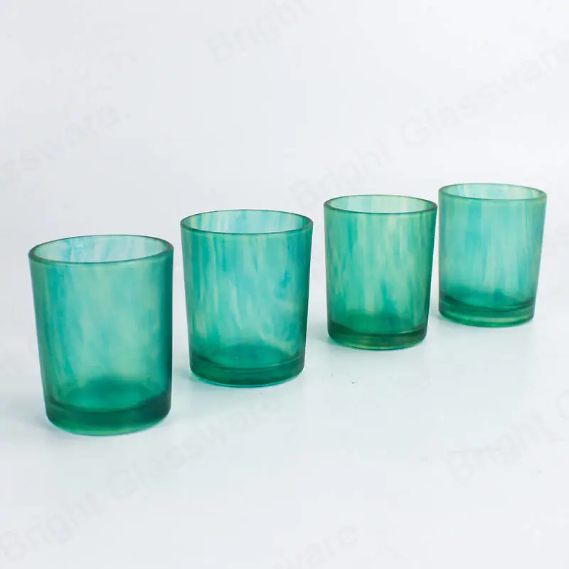 pintar frascos de velas azules vaso de vela de vidrio recto para decoración navideña