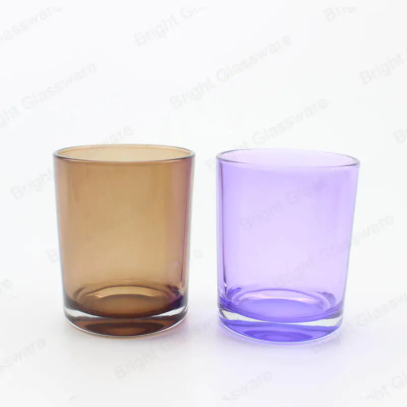 販売のための紫茶色のガラスキャンドルホルダー半透明のキャンドルジャー