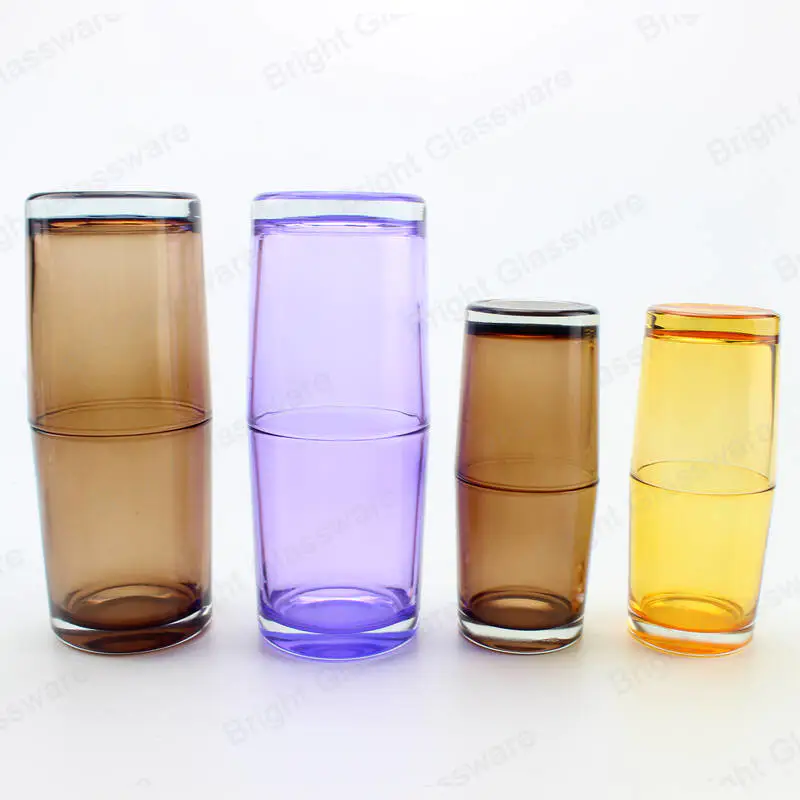 Purple Brown Color Glass Candle Holder Translucent Candle Frascos para la venta