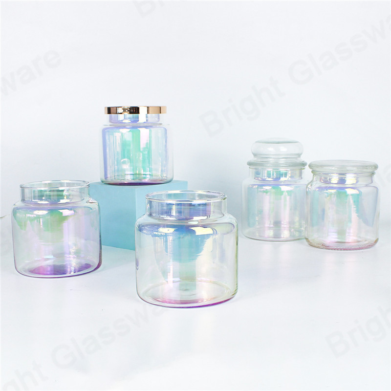 luxury wedding home decoration iridescent glass christmas mason jar candles with lid 