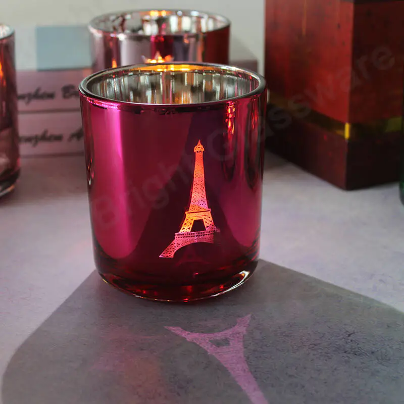 Único frasco de velas de vidrio Eiffel Tower de 14 oz para regalo navideño