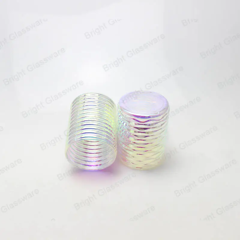 彩虹玻璃蜡烛容器条纹烛台，用于制作蜡烛