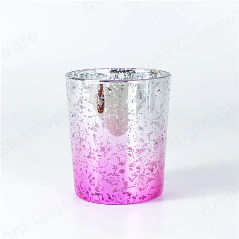 奉献茶灯蜡烛罐粉红色水银玻璃烛台，用于婚礼/派对装饰