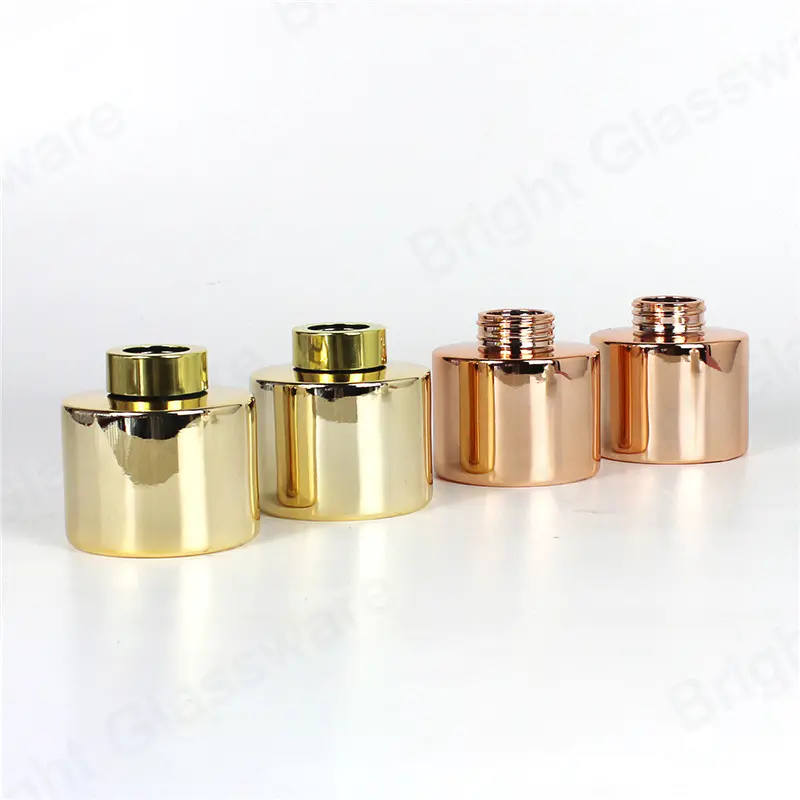 200 ml 100 ml round glass essential oil rose gold reed diffuser bottle with screw caps for home fragrance