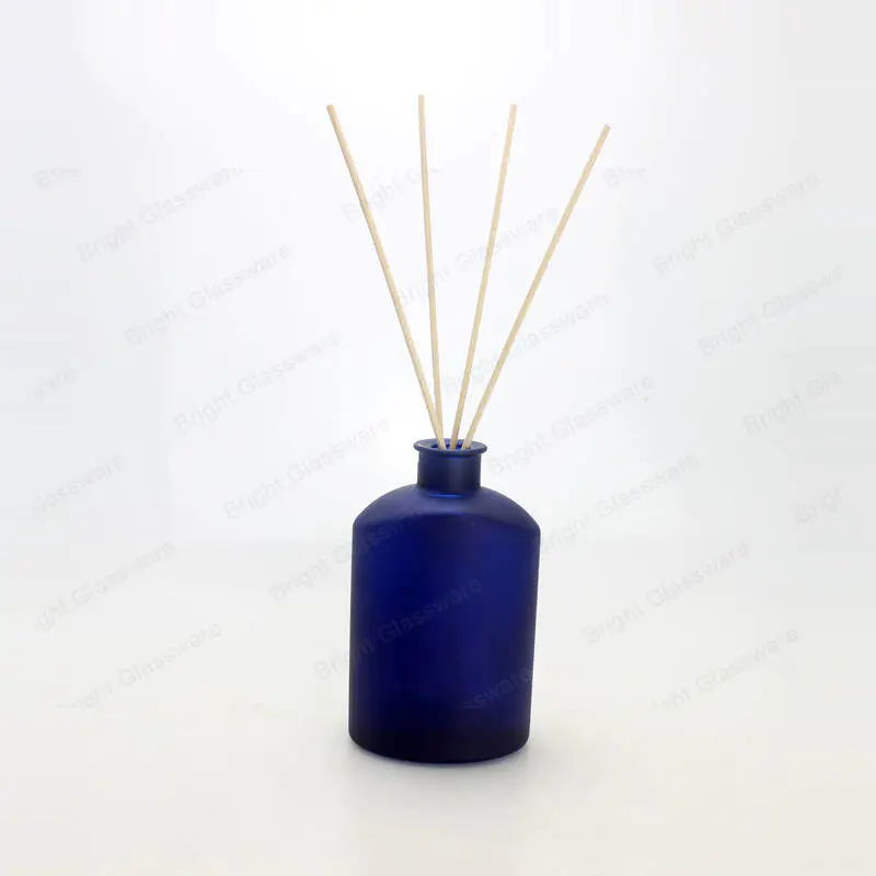 unique cobalt blue reed diffuser bottle glass with rattan sticks