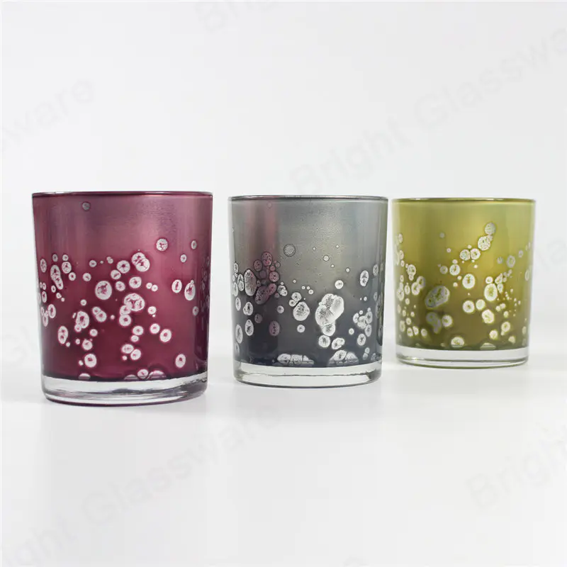Frascos personalizados de velas de leopardo de vidrio colorido de 8 oz con tapa de metal