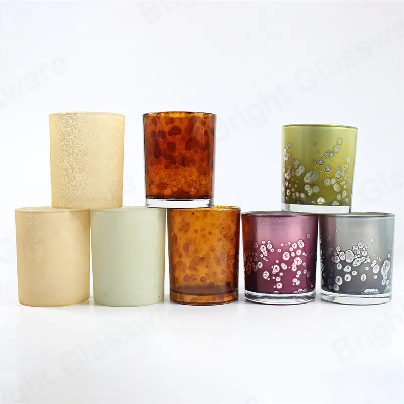 Pots de bougies en verre léopard coloré personnalisés de 8 oz avec couvercle en métal